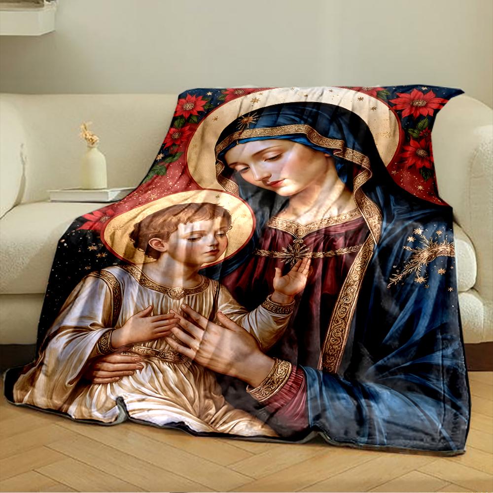 Madonna and Child Iconic Art BlanketFlannel blanket for bedroom, living room, sofa, and nap