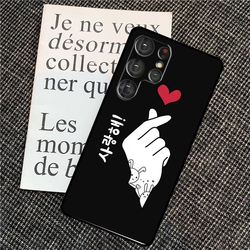 Kpop Finger Heart Case For Samsung Galaxy S25 Ultra S20 S21 S22 S23 S24 Ultra S9 S10 Plus S24 FE Back Cover