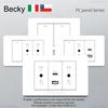 White PC Panel Italy Standard 3-hole Socket PC Panel USB Type-C Socket Chilean Wall Switch Socket Combination Net Tel TV 118x75