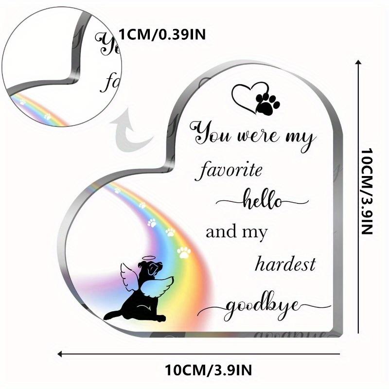 Dog Loss/Bereavement Gifts: Heart-Shaped Acrylic Memorial Sign – Dog Remembrance/Condolence Gift.