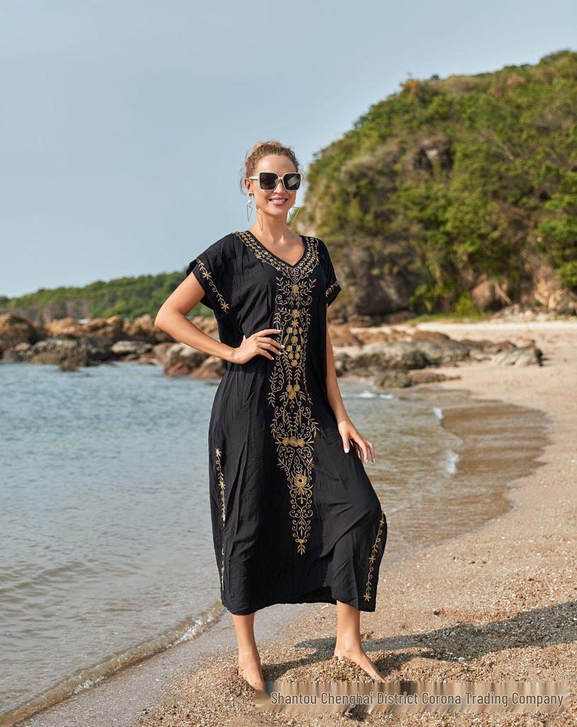 Embroidered Beach Cover-Up for Sun Protection and Style In Seaside Vacations