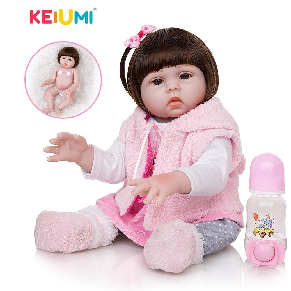

KEIUMI водонепроницаемый 19Inch Полный Силиконовый Винил Возрожденный Baby Girl Doll Настроить Возрожденные игрушки куклы для подарков на день рождения детей