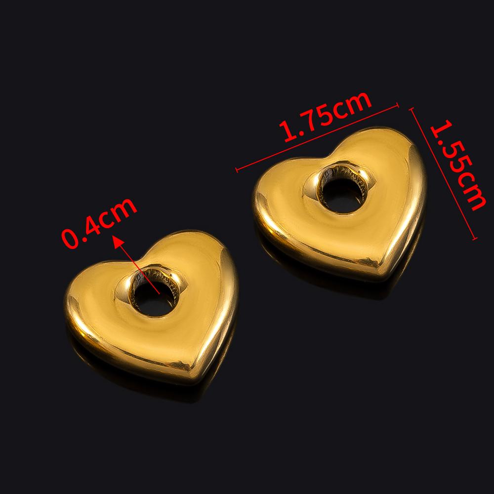 5pcs Stainless Steel Big Hole Heart Charms Pendants for DIY Jewelry Findings Women Necklace Bracelets Supplies Earrings Making