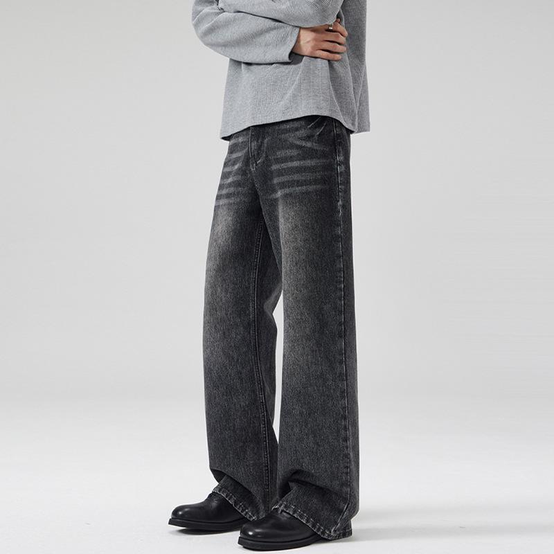 LKTM Unisex Vintage Washed Black Gray Slimming Micro Flare Jeans