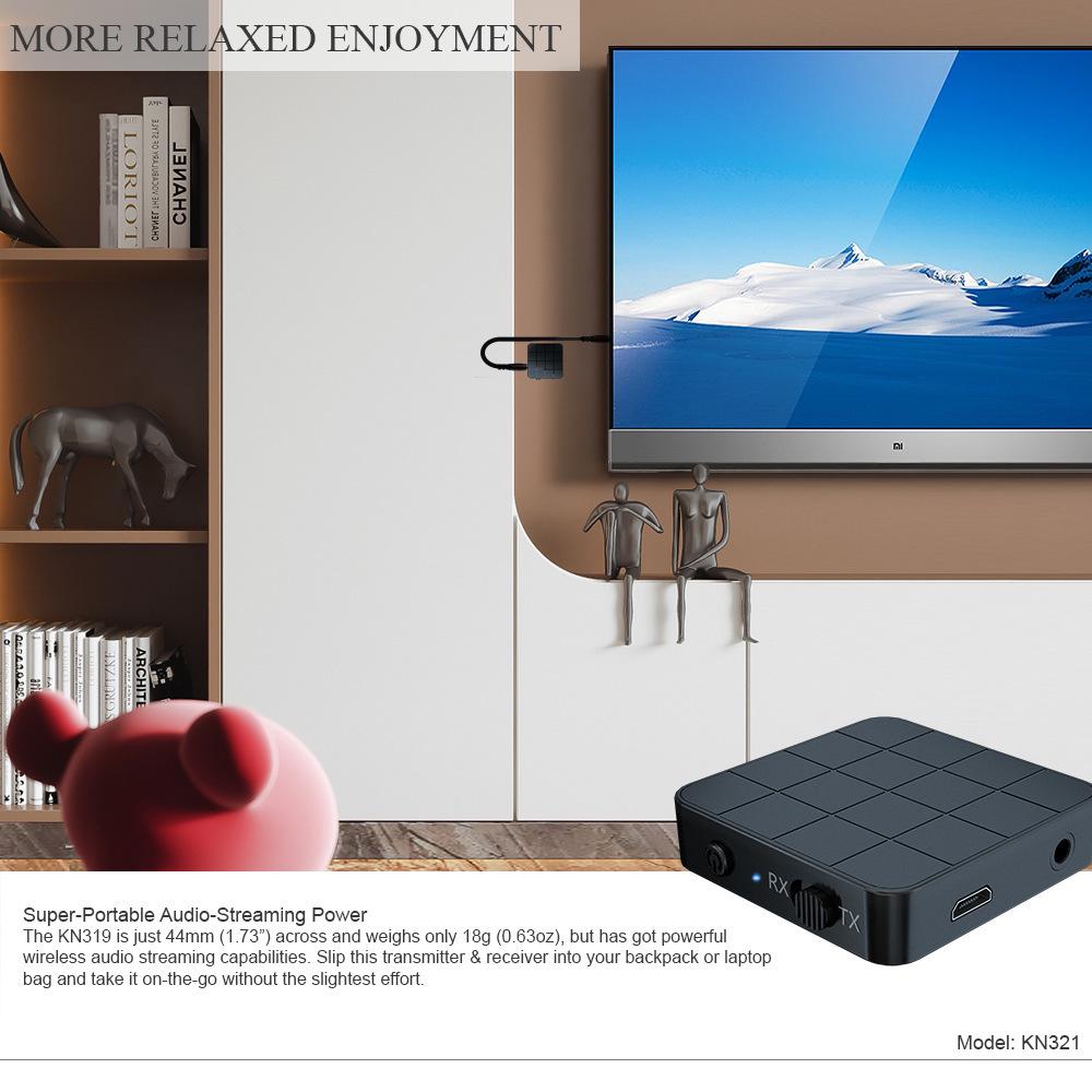 KN321 Bluetooth 5.0 Adapter: 2-in-1 USB Receiver & Transmitter for TV, Computer, and Car