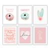 Pink Dessert Love Cactus Cartoon Picture Wall Art Poster Girl  Room Canvas Paintings For Nursery Decorative Prints Wall Posters