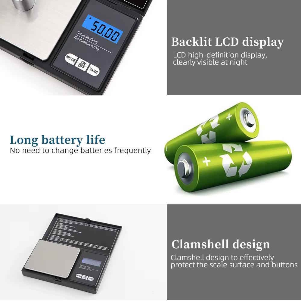 0.01g Jewelry Mini Stainless Steel Electronic Scale Digital Pocket Scale Gold Gram Balance Weight Scale Portable Pocket Scale
