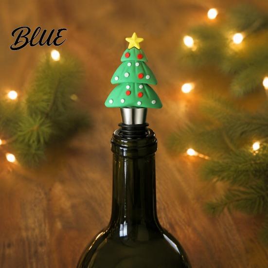 Snowman Wine Corks Christmas Bottle Stopper, Stainless Steel Reusable Cork, Decorative PVC Cartoon Party Favors Toppers Design, Airtight Sealing Plugs