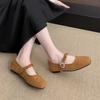 Retro Square Head Shallow Mouth Single Shoes Women's Spring New French Suede Gentle Fairy Soft Flat Mary Jane Shoes