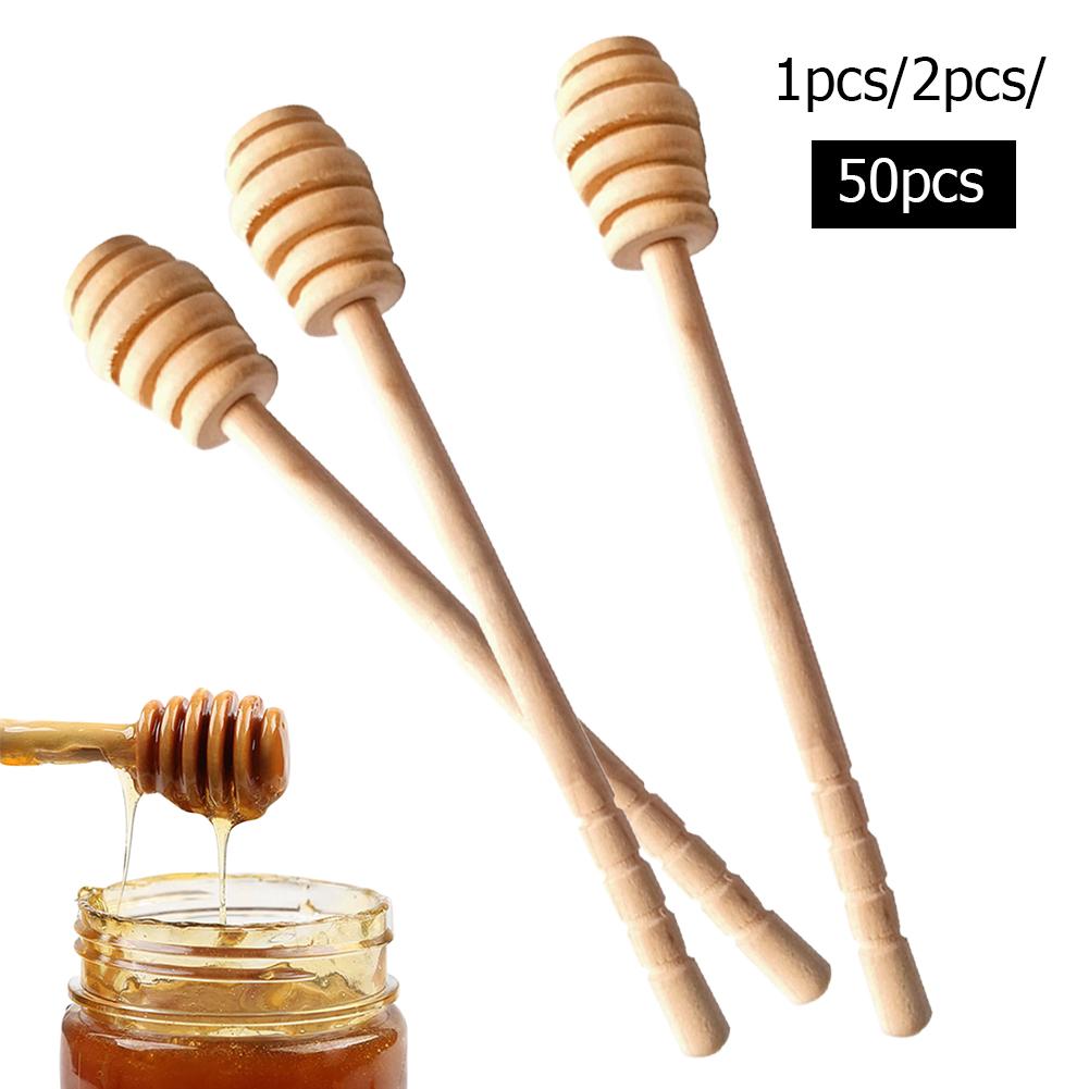 1/2/50 Pezzi Bastoncino Miele Bastoncino Mescolatore Miele Manico Lungo Miele in Legno 6,2 Pollici Multifunzione per Festa di Matrimonio