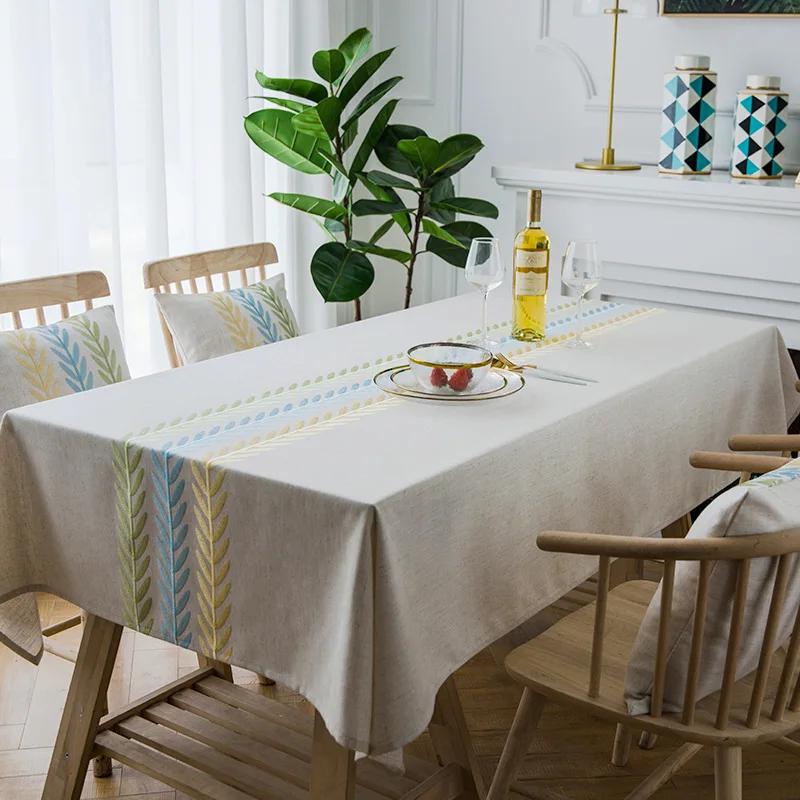 Embroidery Tablecloths Dust Proof Table Cover, Embroidery Flower Tassels Pattern Table Cloths,For Dinning Party Wedding Decor