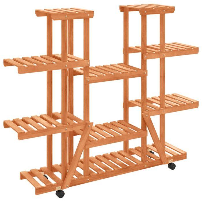 VidaXL Support à fleurs avec roues 110x25x115 cm bois massif de sapin 362860