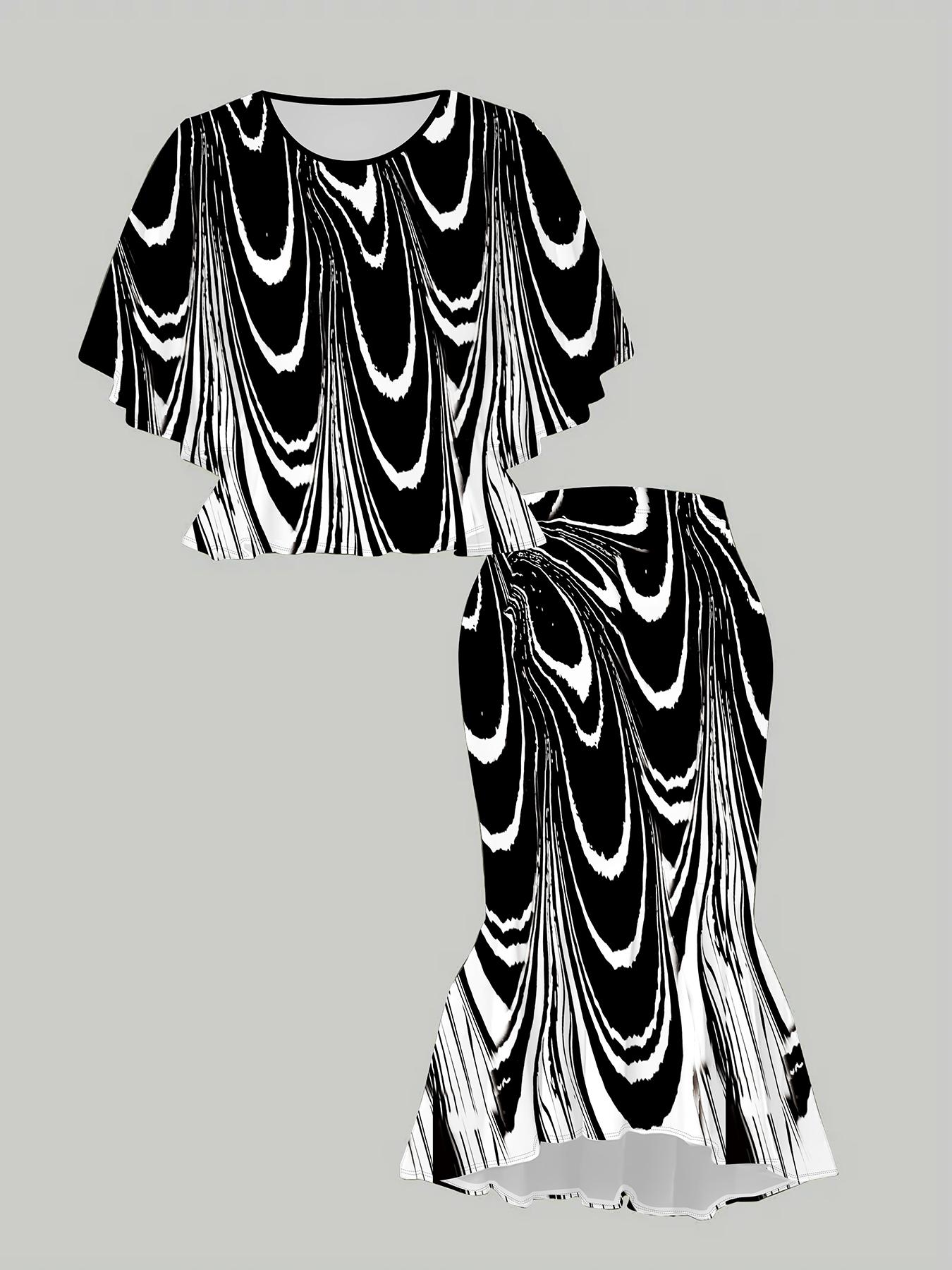 

Классический тотемный женский принт, напечатанный на 3D-принтере, Модный большого размера, Элегантный, Универсальный для всех сезонов. Футболка, Юбка и Комплект 6XL