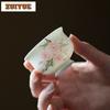 50ml Hand-painted Peach Blossom With Coaster Teacup Boutique Tea Bowl Mug Tea-tasting Smelling Cup Chazhan Master Cups Teaset