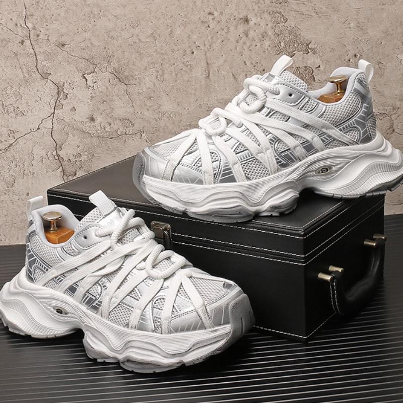 Fashion Trendy men's shoes: Breathable mesh shoes, retro distressed casual sports shoes, thick-soled dad shoes for men   b 29