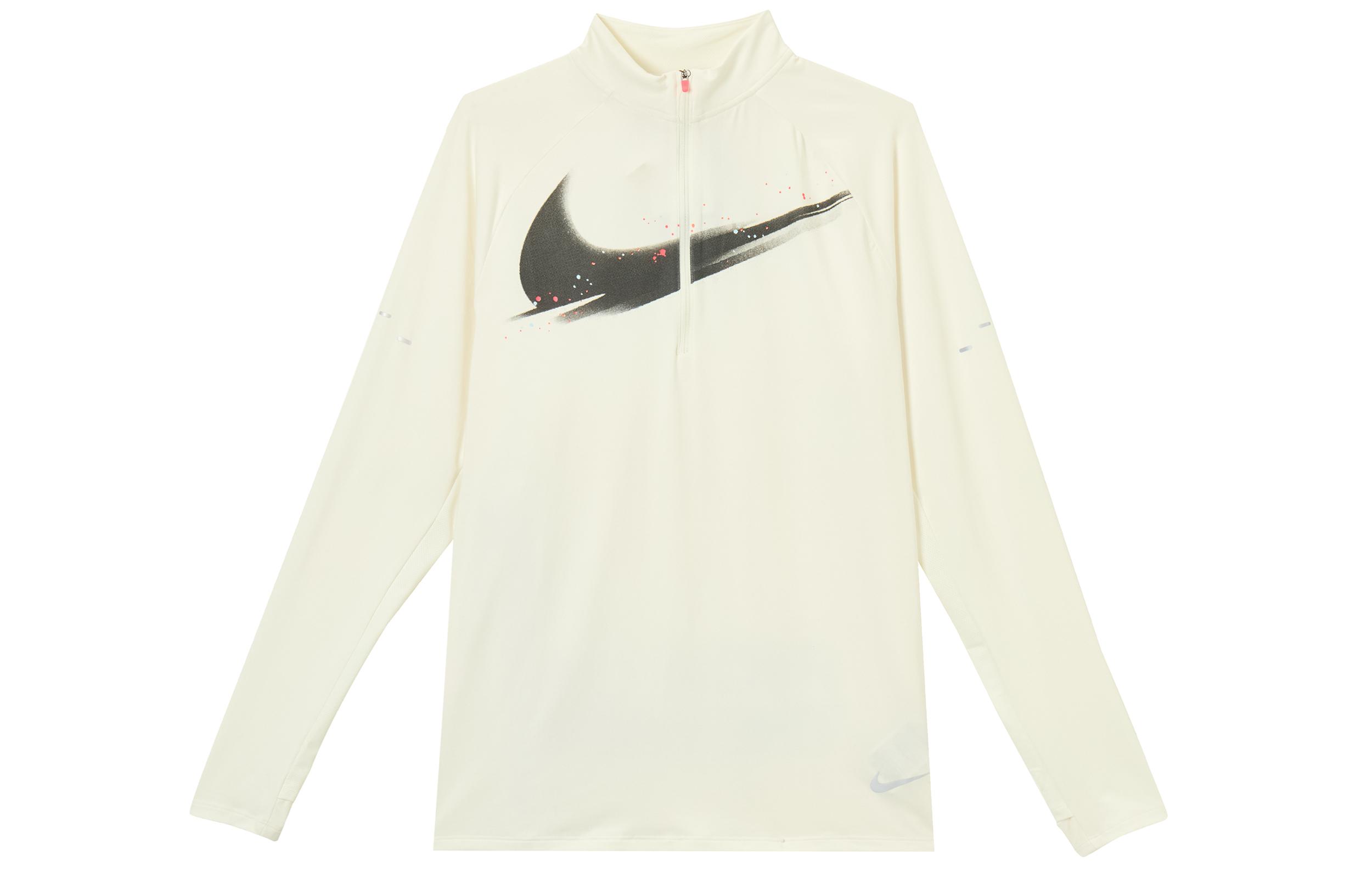 Nike Dri Fit T Shirts Men s Ecru Stand Collar Moderate Straight Fit IM9357-133 S