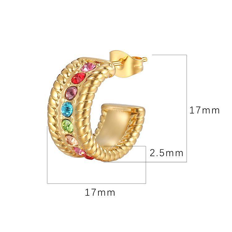 Retro Stainless Steel Diamond Earrings Trend Simple Light Luxury Titanium Steel Women's Earrings Ear Jewelry