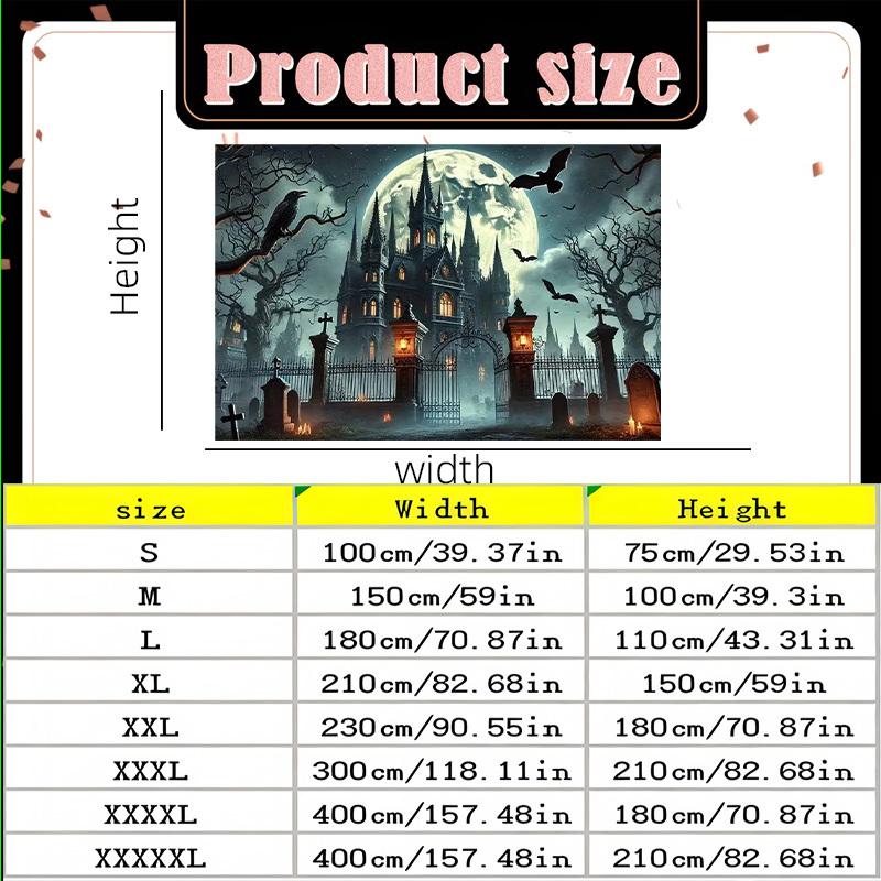 1Pcs Vintage Halloween Castle Bat Decoration Background Backdrop Decorations For Photo Studio Photo Booth Party