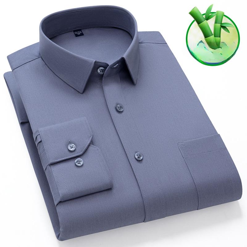 Long-sleeved Shirts for Men In Autumn New Multi-color Bamboo Fiber Iron-free Light Business Casual Workwear Men's Shirts