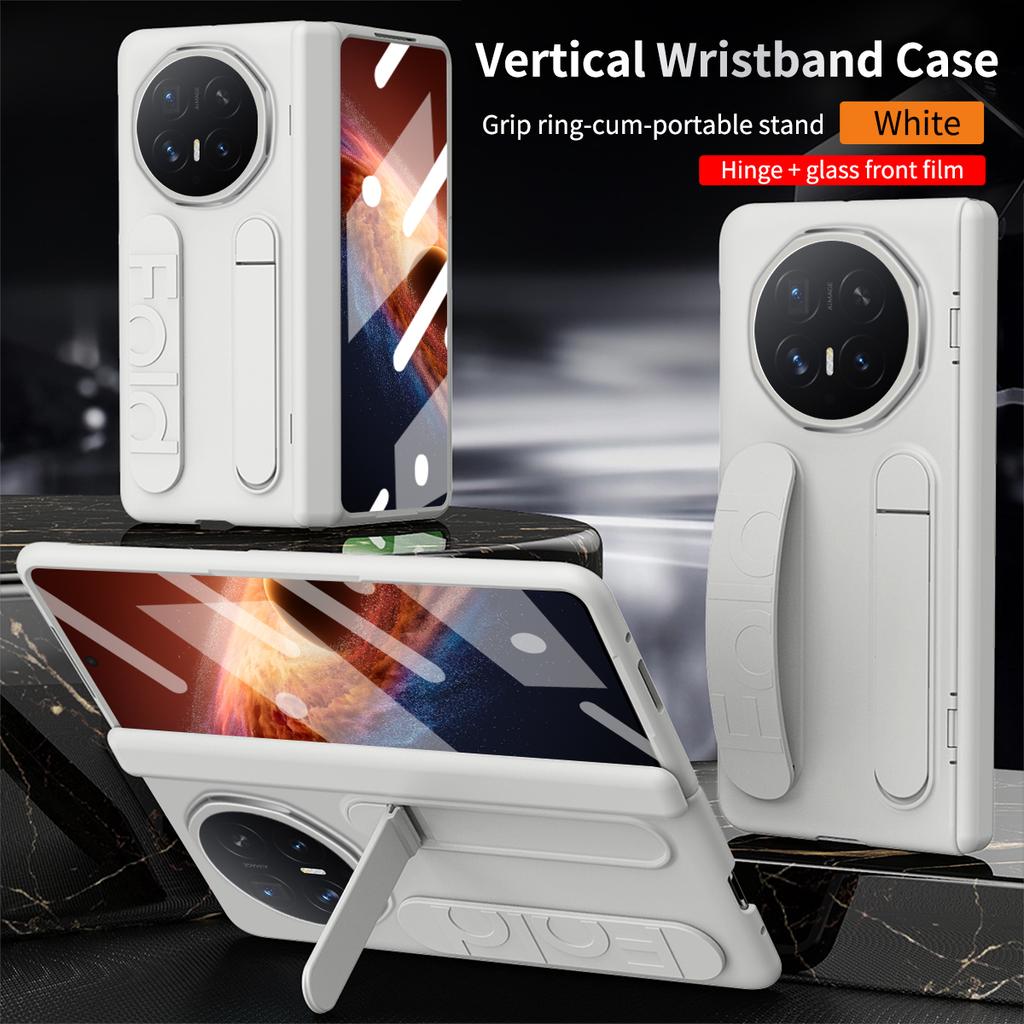 For Huawei Honor Magic V6 Case Hard Silicone Wrist Strap Folding Protective Back Cover Case For Magic V6 With Glass Film Shell