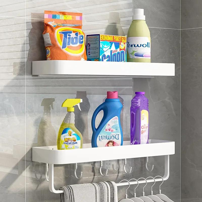 Aluminum Bathroom Storage Shelf Wall Mounted Shower Storage Rack White Organizer Corner Shelves Toilet Shampoo Cosmetics Holder