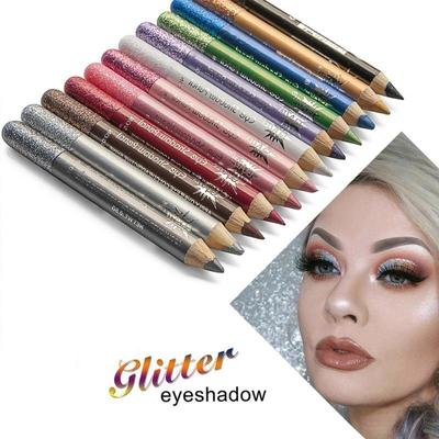 Atraktivní třpytivé tužky na oči - 12 kovových tužek na oči a tužky na oční stíny, přírodní tužky na make-up