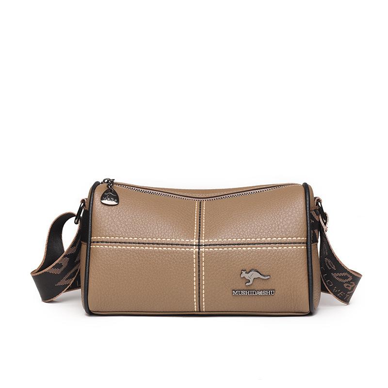 

Soft leather texture shoulder bag fashionable splicing mother bag solid color women s bag flow retro casual messenger bag хаки