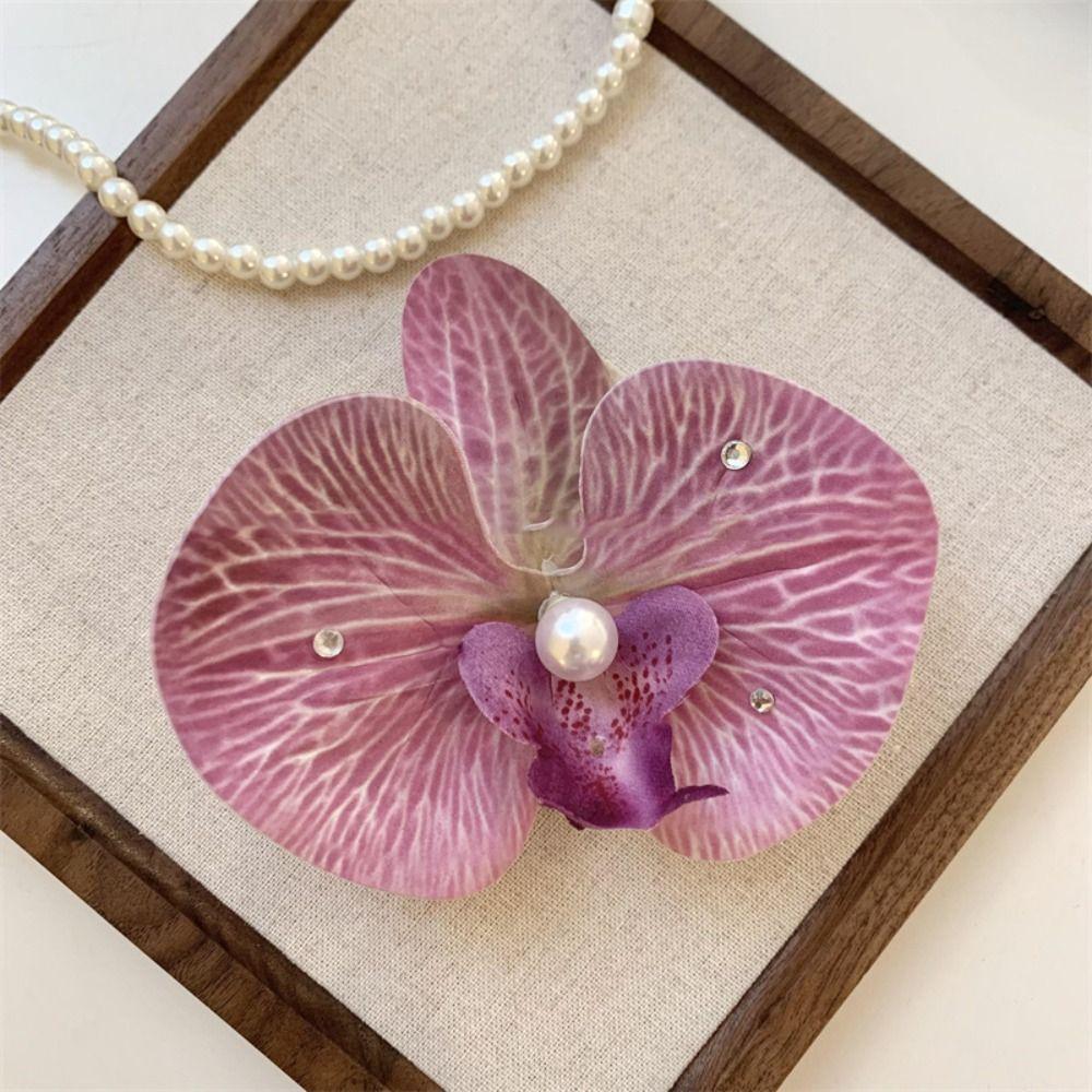 Butterfly Orchid Flower Hair Clip Cloth Girl Hair Clip Sweet Orchid Flower Hairpin  Seaside