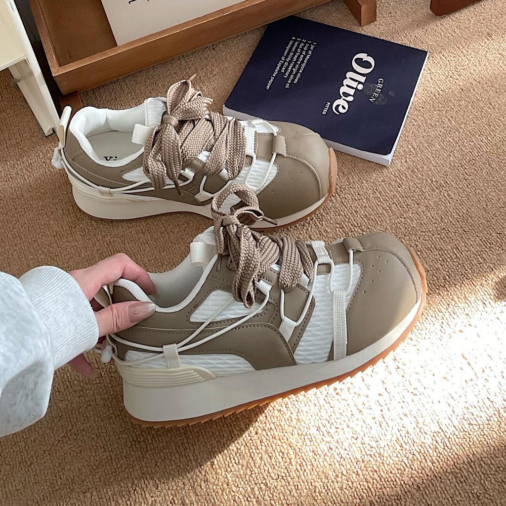 Fashion Women's Sneakers Autumn Lightweight Non Slip Soft Sole Running Shoes Comfortable Fashion Cross Tied Height Increase Casual Shoes