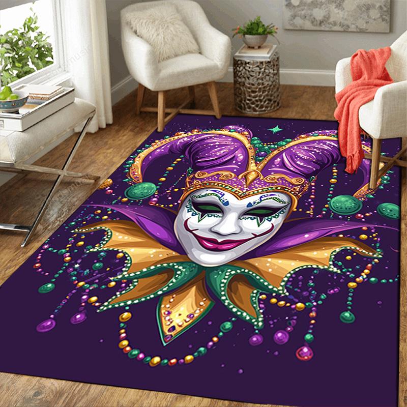 Purple clown mask Rug Floor Mat for Living Room or Bedroom Soft and Comfortable Carpet a Gift for Birthday and Holiday.MFF0918301