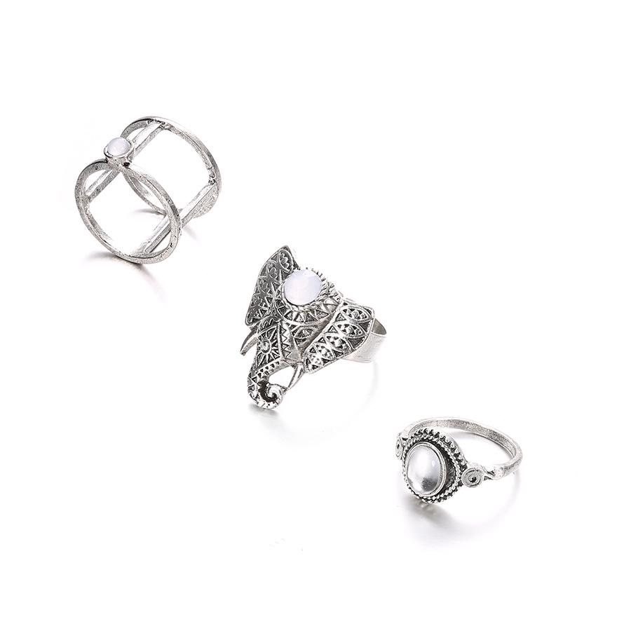 Schmuck Elefant Edelstein 3-teiliger Gelenkring, Set-Ring