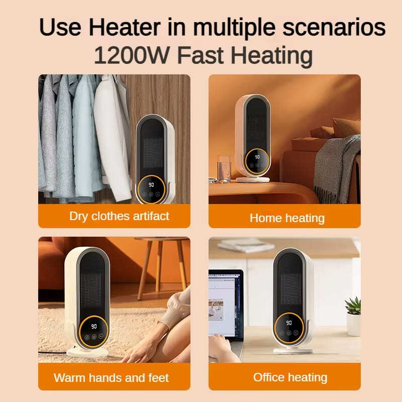 Remote Control Heater 1200W Desk Heater For Room LCD Touch Screen Display Fast Space Heating Two Gears Timeable Electric Heaters