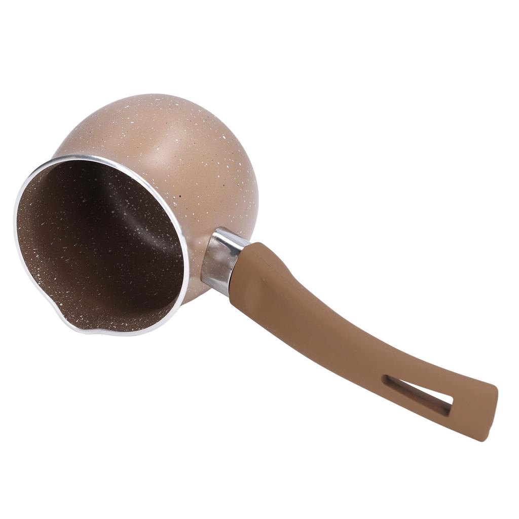 Nonstick Milk Pan 8cm Dia Single Handle Aluminum Alloy Cooking Pot for Coffee Butter ChocolateBrown