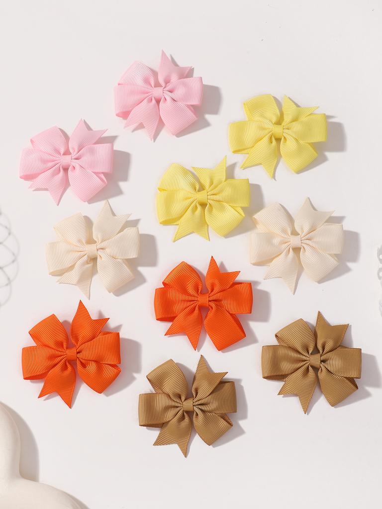 10Pcs 2.5inch Grosgrain Ribbon Bows Hair Clips for Baby Girls Sweet Solid Color Hairpin Barrettes Headwear Hair Accessories