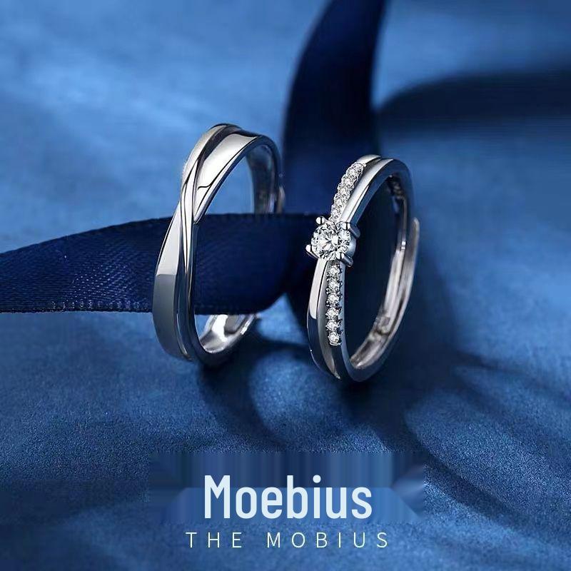 Möbius Love Sterling Silver Adjustable Couple Ring Set for Men and Women Valentine s Day Gift JZ120-Always by Your Side Ring [Men s]