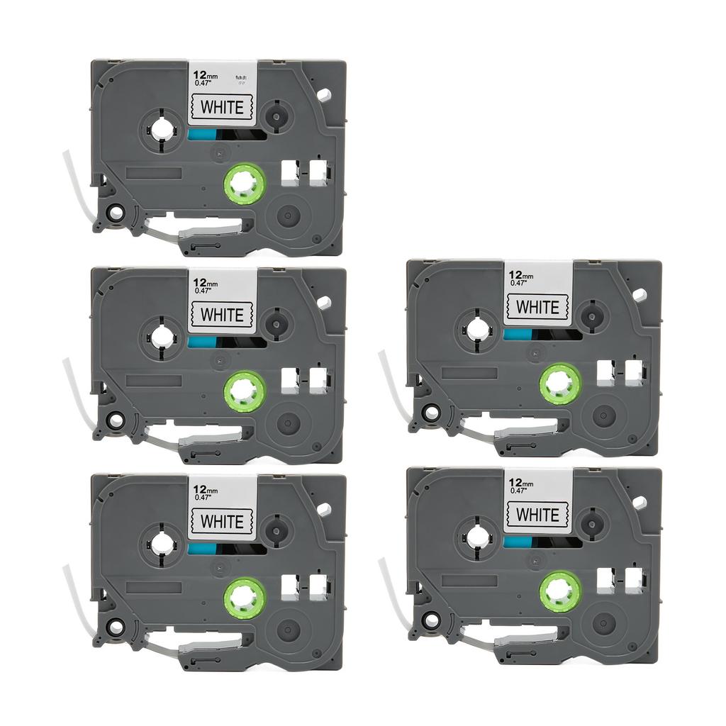 5 Pcs Label Maker Tape Black On White 12mm Width 8m Length Waterproof Printer Label Maker Tape for P Touch for PT D210