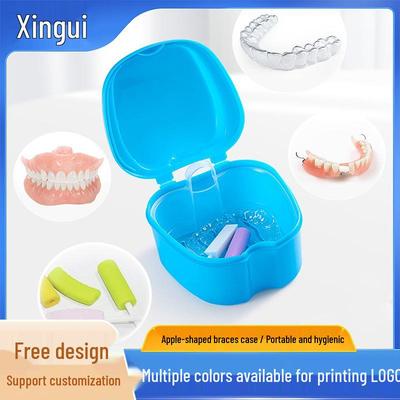 Apple-Shaped Full Mouth Denture and Braces Storage Box with Filter Holder