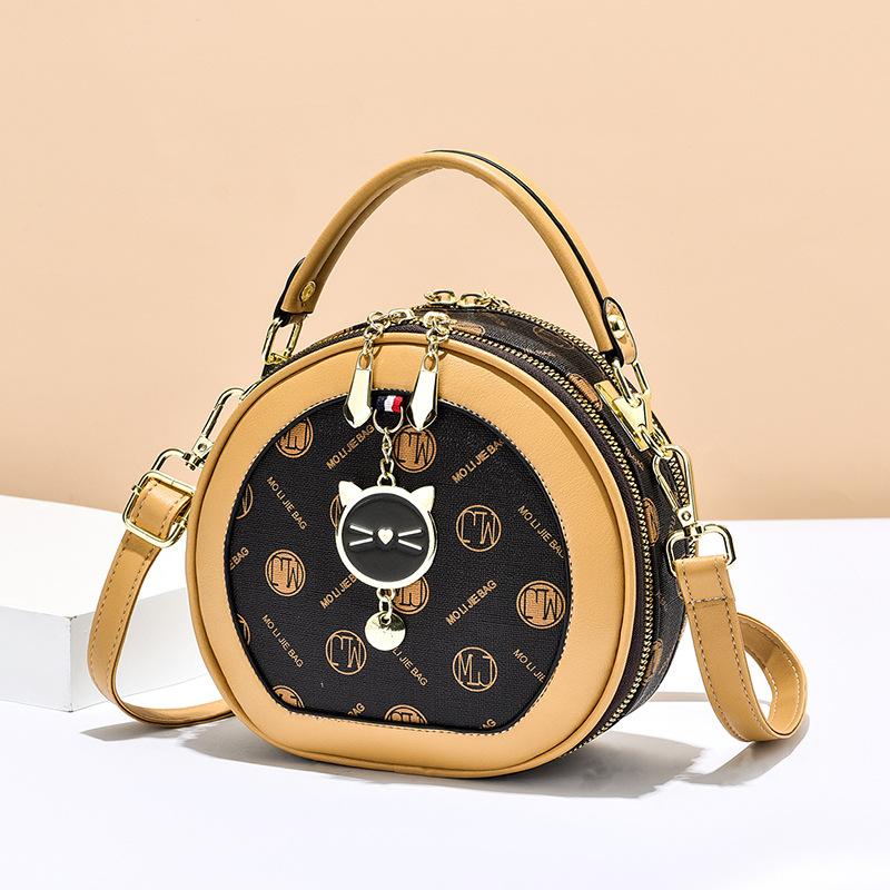 New Women's Round Bag Trendy Version Ladies Crossbody Bag Sweet and Cute Printed Handbag Ladies Luxury Small Round Bags