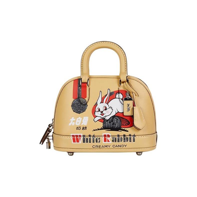 

New COACH All White Rabbit Collaboration Revel Cow Leather Shoulder Bag Crossbody Bag Handbag Medium Size Women s Yellow CG290-LHNH2 23.6*11.9*17.5CM