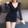 2026 New Style Elegant V-Neck Nightclub Dress - Sexy Hip-Hugging Autumn Skirt for Women