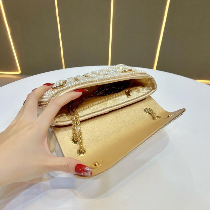 Borsa a tracolla con perle - Borsa quadrata piccola a catena goccia d'acqua da cocktail Pochette Borsa a mano Borsa a spalla Borsa da sera