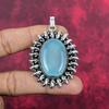Blue Chalcedony 925 Solid Sterling Silver Pendant, Handmade Gemstone Pendant Jewelry, Gifts For Wife Brand New Pendant
