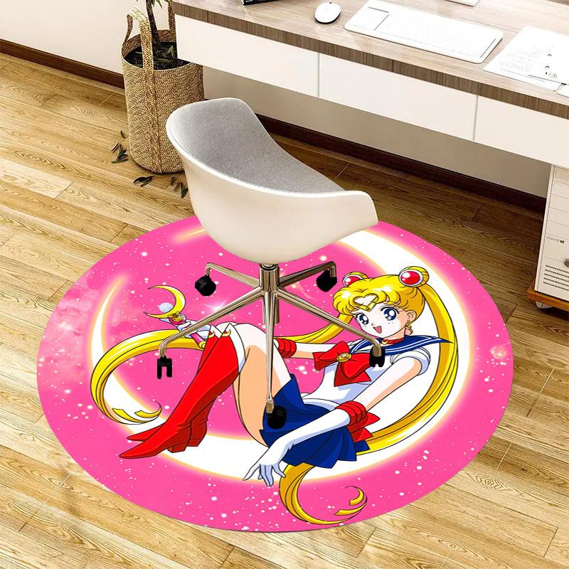 1pc Sailor Moon Round Carpet, Made of Polyester,Perfect for Decorating Office Chairs, Living Rooms Fplt057