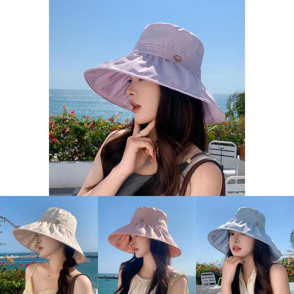 Summer Fashion Sun Hat For Women With Large Brim Breathable Polyester Sunshade Casual Outdoor Travel