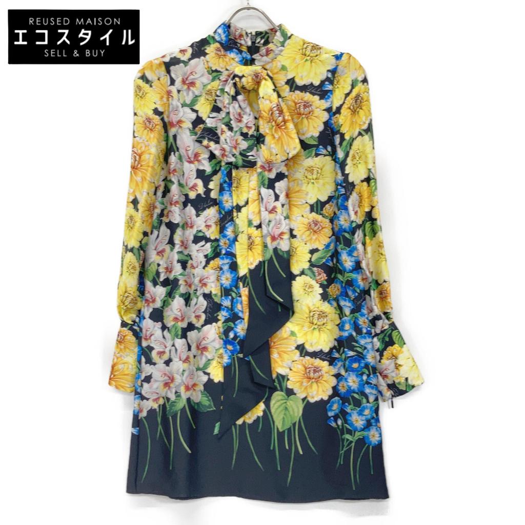 GUCCI 493528 2017 Multicolor Silk 100% Bow Tie Floral Dress dress 36 multicolorUsed