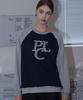 PLACE STUDIO Embroidered Logo Raglan Color Block Round T-Shirt [Navy]