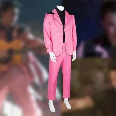 Film Elvis Presley Kostým Sako Růžový oblek Outfit Muži Módní Idol Halloween Karneval Cosplay Oblečení Paruka