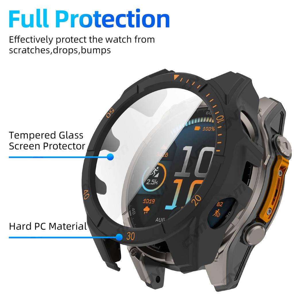 Glass+Case For Garmin Fenix 8 43/47/51MM AMOLED SOLAR Glass Screen Protector & Hard PC Protective Bumper for Fenix 8 Accessories