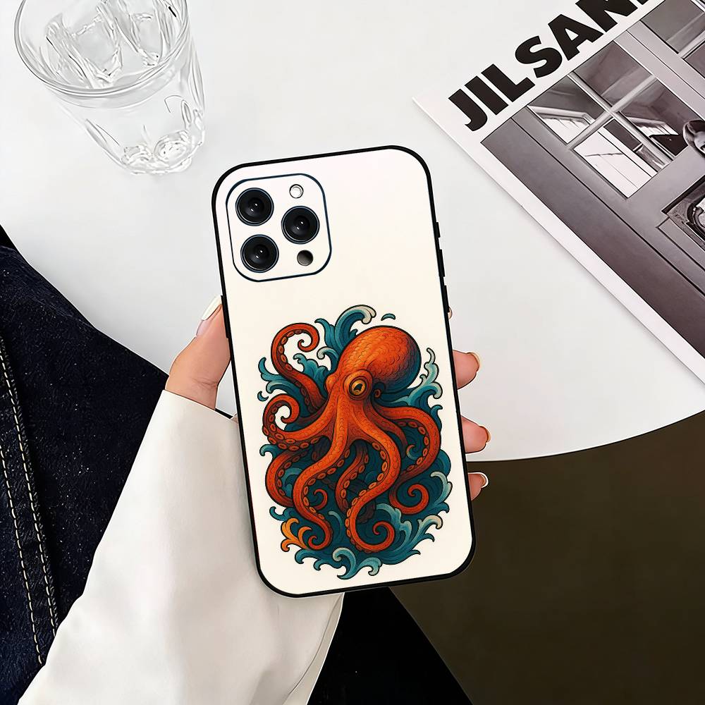 

O-Octopus Phone Case Silicone Soft For IPhone 17 16 15 14 13 12 11 X XR Plus Pro Max Plus iPhone17air