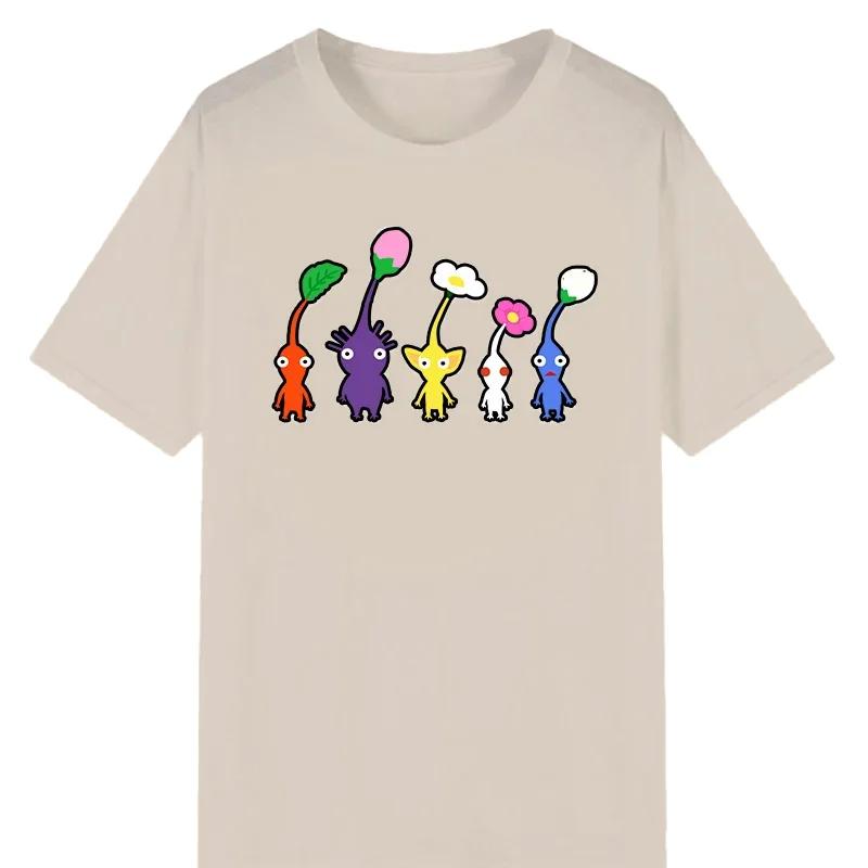 Kawaii Pikmin T Shirt Men Funny TShirt Harajuku Cute Cartoon Graphic Tshirts Summer Breathable Comfortable Tee Hombre Oversized